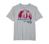 Stranger Things Summer of '85 Eleven and MAX Camiseta, Hombre Tallas Grandes, Gris Jaspeado, 4X Alto