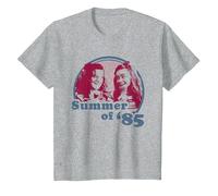 Stranger Things Summer of '85 Eleven and MAX Camiseta, Niños, Gris Jaspeado, 4 años