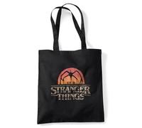 Stranger Things Sunset Logo Bolsa de viaje reutilizable para comestibles, Negra