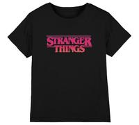 Stranger Things Sunset Logo Girls T Shirt Camiseta, Negro, 12-13 años para Niñas