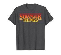 Stranger Things Sunset Pixel Logo Camiseta, Hombre, Jaspeado Oscuro, M