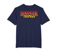 Stranger Things Sunset Pixel Logo Camiseta, Hombre Tallas Grandes, Azul Marino, 4X Alto