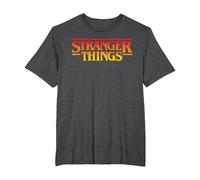 Stranger Things Sunset Pixel Logo Camiseta, Hombre Tallas Grandes, Jaspeado Oscuro, 3X Alto