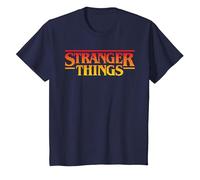 Stranger Things Sunset Pixel Logo Camiseta, Niños, Azul Marino, 12 años