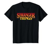 Stranger Things Sunset Pixel Logo Camiseta, Niños, Negro, 12 años
