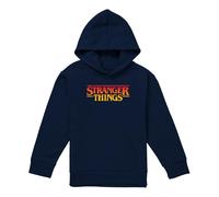 Stranger Things Sunset Pixel Logo Youth Kids Boy/Girls Pull-Over Hoodie, Navy, 12-13