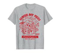 Stranger Things Surfer Boy Pizza Surf's Up Camiseta, Hombre, Gris Jaspeado, XXL