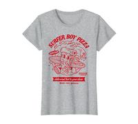 Stranger Things Surfer Boy Pizza Surf's Up Camiseta, Mujer, Gris Jaspeado, XXL