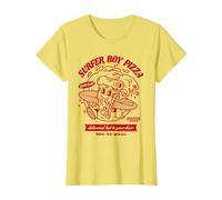 Stranger Things Surfer Boy Pizza Surf's Up Camiseta, Mujer, Limón, XXL