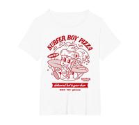 Stranger Things Surfer Boy Pizza Surf's Up Camiseta, Mujer Tallas Grandes, Blanco, 1XL Grande