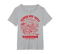 Stranger Things Surfer Boy Pizza Surf's Up Camiseta, Mujer Tallas Grandes, Gris Jaspeado, 2XL Grande