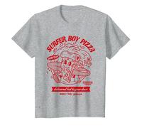 Stranger Things Surfer Boy Pizza Surf's Up Camiseta, Niños, Gris Jaspeado, 2 años