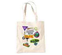 Stranger Things Tales From 85 Scrapbook Icons Bolsa Tote Reutilizable para Compras y Viaje, Natural, 38X42Cm