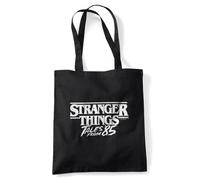 Stranger Things Tales From 85 Sketch Logo Invert Bolsa Tote Reutilizable para Compras y Viaje, Negro, 38X42Cm