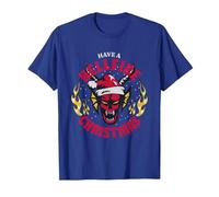 Stranger Things Tiene una Navidad Infernal Camiseta, Hombre, Azul Real, S