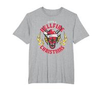 Stranger Things Tiene una Navidad Infernal Camiseta, Hombre Tallas Grandes, Gris Jaspeado, 4X Alto