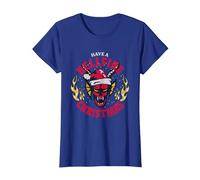 Stranger Things Tiene una Navidad Infernal Camiseta, Mujer, Azul Real, S