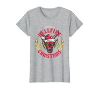 Stranger Things Tiene una Navidad Infernal Camiseta, Mujer, Gris Jaspeado, L