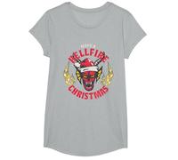 Stranger Things Tiene una Navidad Infernal Camiseta, Niñas, Gris Jaspeado, S