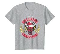 Stranger Things Tiene una Navidad Infernal Camiseta, Niños, Gris Jaspeado, 6 años