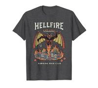 Stranger Things Vintage Hawkins High Hellfire Camiseta, Hombre, Jaspeado Oscuro, S