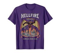 Stranger Things Vintage Hawkins High Hellfire Camiseta, Hombre, Morado, S
