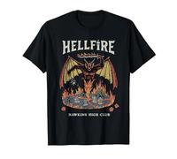 Stranger Things Vintage Hawkins High Hellfire Camiseta, Hombre, Negro, L