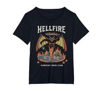 Stranger Things Vintage Hawkins High Hellfire Camiseta, Mujer Tallas Grandes, Negro, 3XL Grande