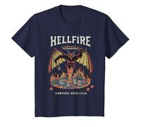 Stranger Things Vintage Hawkins High Hellfire Camiseta, Niños, Azul Marino, 10 años