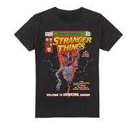 Stranger Things Welcome to Hawkins Comics Camiseta, Negro, S Unisex Adulto