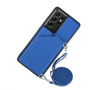 Strap Case For Samsung Galaxy A53 A33 A73 A13 A12 S21 Plus S20 Fe Note 20 S22 Ultra Wallet Card Leather Crossbody Necklace Cover,Blue,A72, YHNNH, Blue, S22 Plus