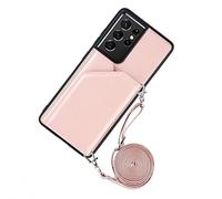 Strap Case For Samsung Galaxy A53 A33 A73 A13 A12 S21 Plus S20 Fe Note 20 S22 Ultra Wallet Card Leather Crossbody Necklace Cover,Blue,A72, YHNNH, Rose gold, A53 5G
