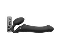 Strap-on con 3 motores de vibración independientes - control remoto inalámbrico - silicona flexible - recargable e impermeable - experiencia en pareja - Strap-On-Me (Negro, L)