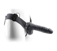 Toyz4Lovers Real Rapture Vibrating Hollow Strap On 8 Black With Balls - 450 gr