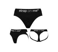 Strap-On-Me Arnés de Lencería Sexy Heroine - Tanga con Aro para Consoladores y Dildos - Arnés para Pegging, Juegos Eróticos y Diversión en Pareja (FR/ES, Letras, S, Regular, Regular, Negro)