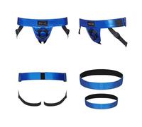 Strap-on-me Arnés de polipiel Curious - Arnés ajustable para pegging, cinturón erótico con esposas integradas, talla ajustable XS-XXL, 5 colores in ronce y Oro Rosa Holográfico