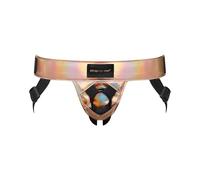 Strap-on-me Arnés de polipiel Curious - Arnés ajustable para pegging, cinturón erótico con esposas integradas, talla ajustable XS-XXL, 5 colores in ronce y Oro Rosa Holográfico