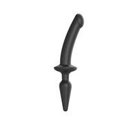 Strap-On-Me Semi Realistic Switch 2-In-1 Consolador y tapón anal Black Ø 4,5 x 29 cm