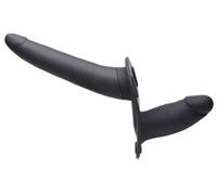 Strap U Vibrador de arnés Power Pegger doble - Negro