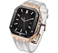 Strap WTCH de gom Kit de modernas de estuche de acero inoxidable, compatible con Apple Watch Series 8/7 45 mm, banda de reemplazo de lujo y bisel, para iWatch Serie 6/5/4/SE