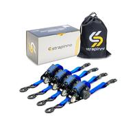 Strapinno Correas de trinquete retráctiles, amarres Resistentes de 1 Pulgada x 12 pies, Resistencia a la Rotura de 1800 Libras Cada una, Ganchos en S con Clip de Seguridad, autoretráctil, para