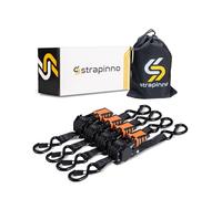 Strapinno Paquete de 4 correas de trinquete retráctiles de 1 pulgada x 6 pies, amarres seguros con asas de acero recubiertas de goma, ganchos en S y hardware duradero para uso diario con resistencia a