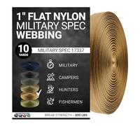 Strapworks MilSpec - Correa Plana de Nailon MilSpec 17337 para eslingas, Correas de Mochila, proyectos tácticos, Fabricado en los Estados Unidos, 1 Pulgada x 10 Yardas, Color marrón