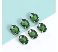 Strass para Coser, Cosa en tamaños múltiples Multicolores ovalados de los Diamantes imitación cristalinos del Cristal con la Garra Plata(Green,13x18mm 20pcs)
