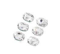 Strass para Coser, Cosa en tamaños múltiples Multicolores ovalados de los Diamantes imitación cristalinos del Cristal con la Garra Plata(White,6x8mm 20pcs)
