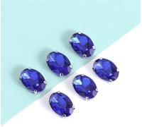 Strass para Coser, Cosa en tamaños múltiples Multicolores ovalados de los Diamantes imitación cristalinos del Cristal con la Garra Plata(BLU,10x14mm 20pcs)