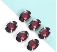 Strass para Coser, Cosa en tamaños múltiples Multicolores ovalados de los Diamantes imitación cristalinos del Cristal con la Garra Plata(Rosso,13x18mm 20pcs)