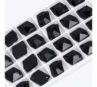 Strass para Coser, Cose en Rhinestone Flatback K9 Crystal Strass Vestido Joyería Cuentas Multicolor Múltiples Tamaños(Schwarz,17X21mm 15pcs)