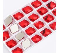 Strass para Coser, Cose en Rhinestone Flatback K9 Crystal Strass Vestido Joyería Cuentas Multicolor Múltiples Tamaños(Rosso,11X14mm 28pcs)