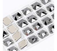 Strass para Coser, Cose en Rhinestone Flatback K9 Crystal Strass Vestido Joyería Cuentas Multicolor Múltiples Tamaños(Silver,17X21mm 15pcs)
